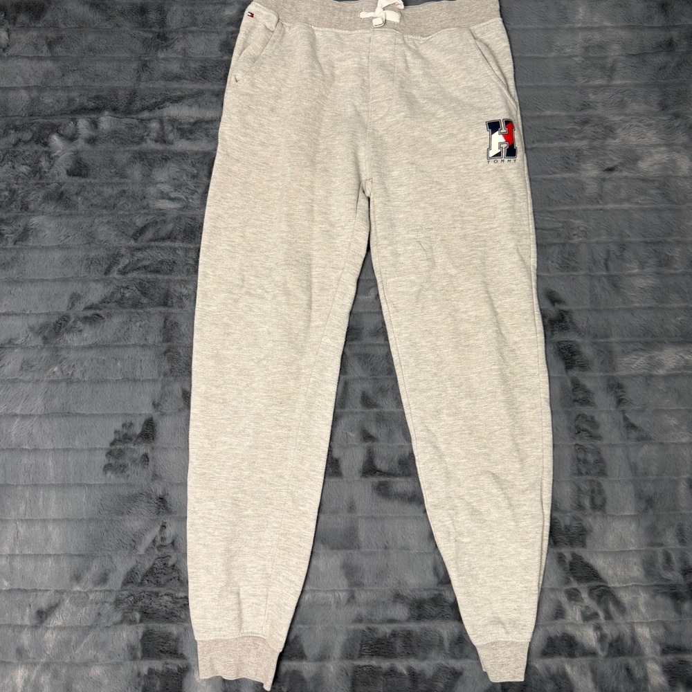Tommy Hilfiger Boys Grey Joggers Sweatpants Logo Fleece Size L 16/18